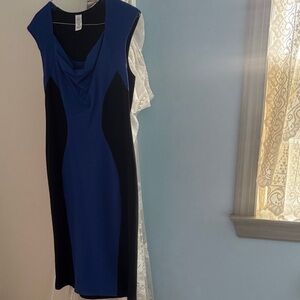 Elegant Blue and Black Women's Dress
